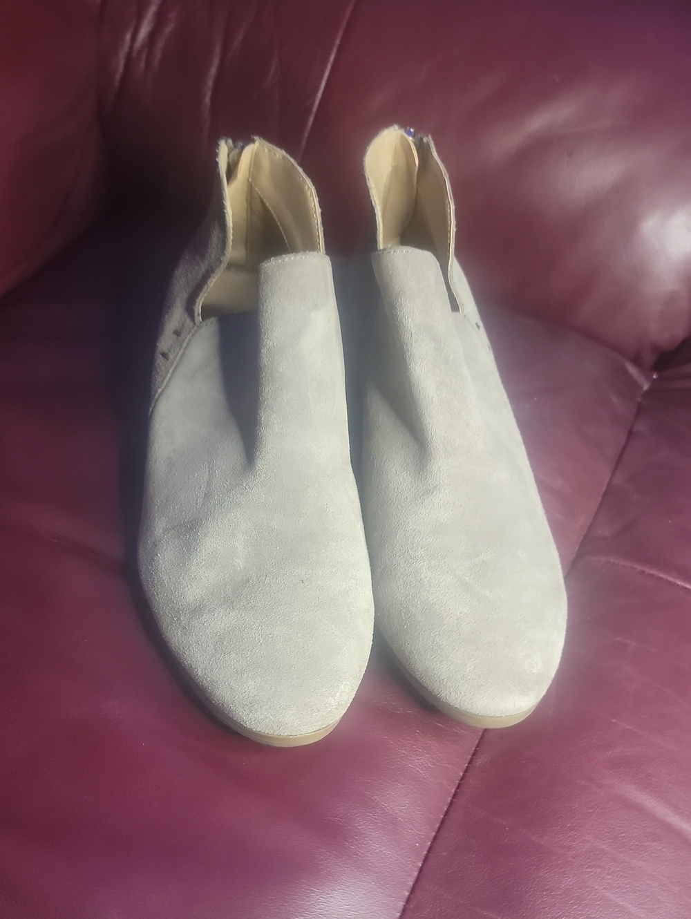 Kenneth Cole Light Gray Suede Slip-On Ankle Booties